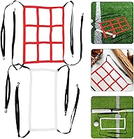 Vista 8 de Baseball Practice Net and Softball Hitting Rebound Net Adjustable Batting Cage Target with 10 Holes, White and Red 2pcs for Pitching Training and