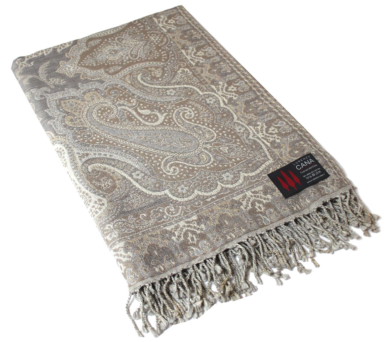 Lorenzo Cana - Decke Jacquard gewebt aus Baumwolle mit feinster Wolle vom Merino Lamm Wohndecke Sofadecke Picknickdecke Kuscheldecke Plaid Mehrfarbig Paisley 140 cm x 200 cm - 96327