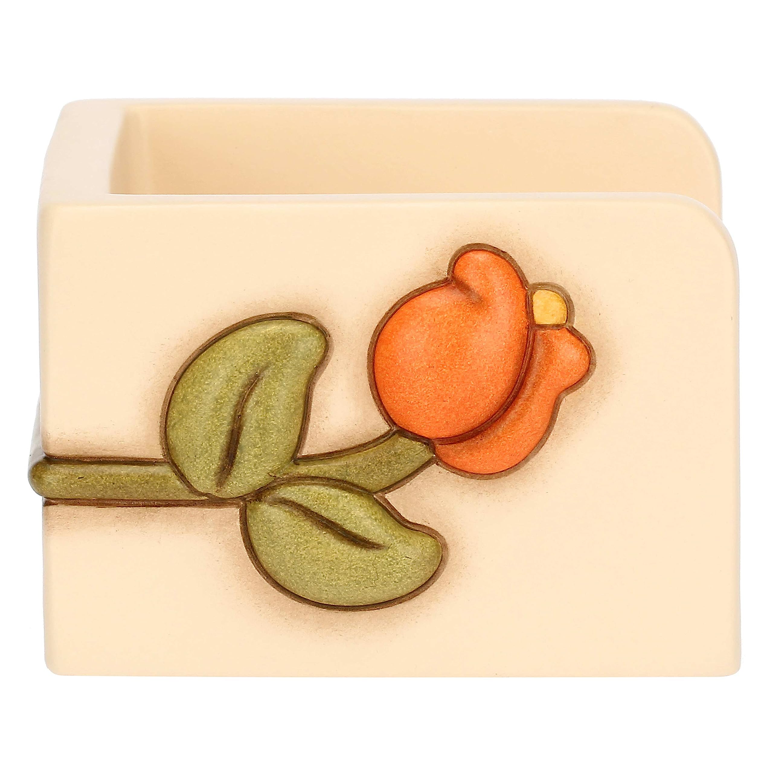 THUN - Porta Foglietti Adesivi in Ceramica Decorata a Mano con Tulipano, Linea Country, 11x70x11 cm h