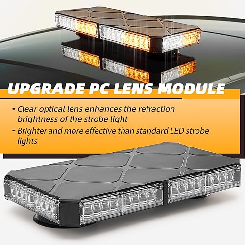 Miniatura 2 de Luces estroboscópicas de techo magnéticas ámbarblancas para camiones, luz de advertencia y emergencia para vehículos y automóviles