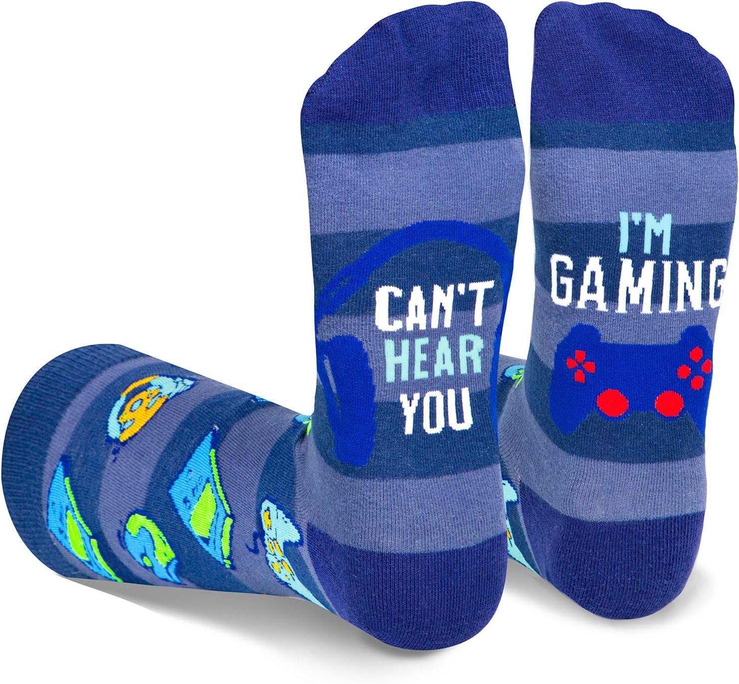 Gaming Socks Men, Novelty Funny Music Food Greenback Calf Socks Gift for Gamer Teen Boys Kids Sons