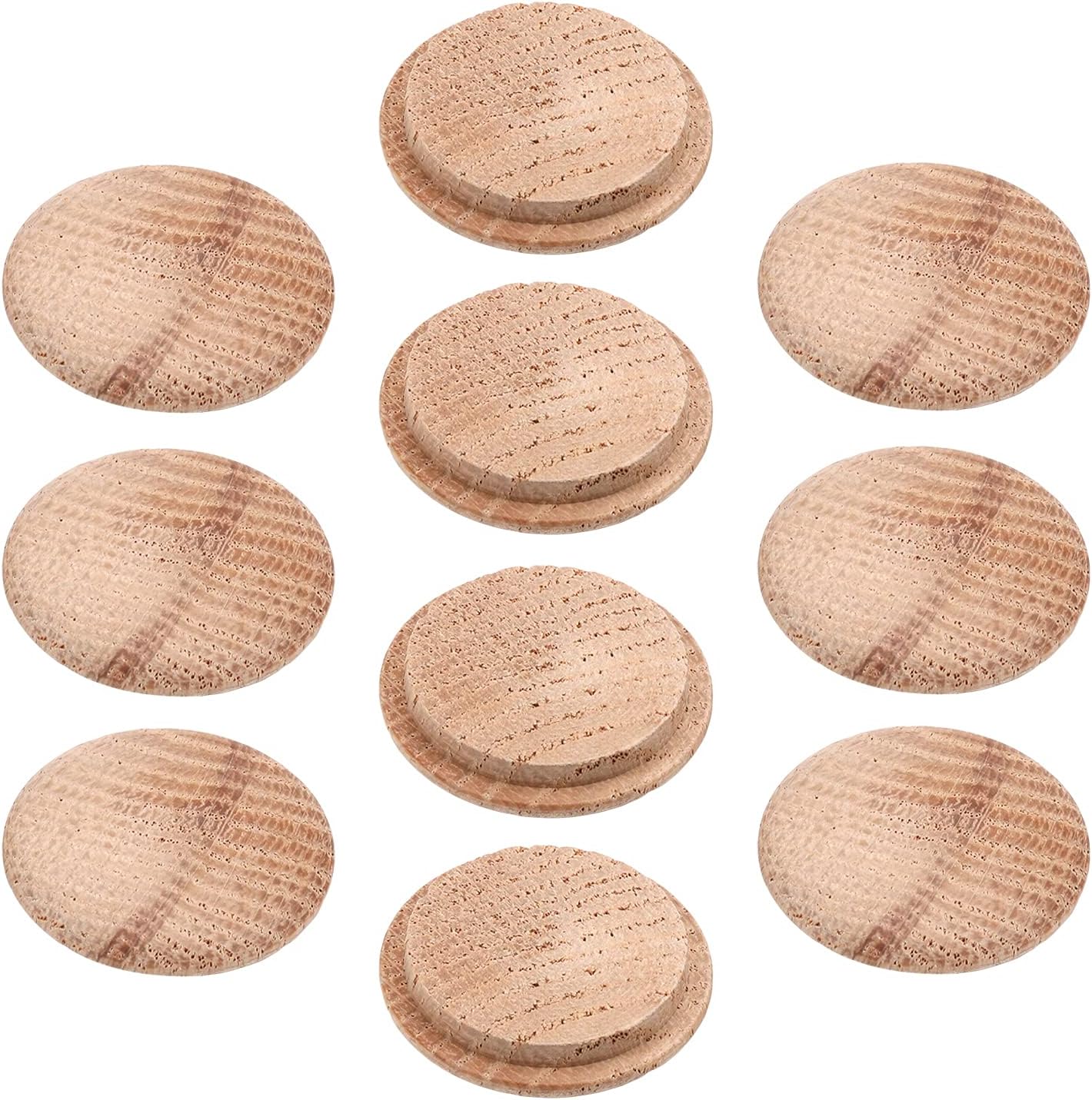 MroMax 10Pcs Round Wood Button Plugs 0.98" Dia Oak Hardwood