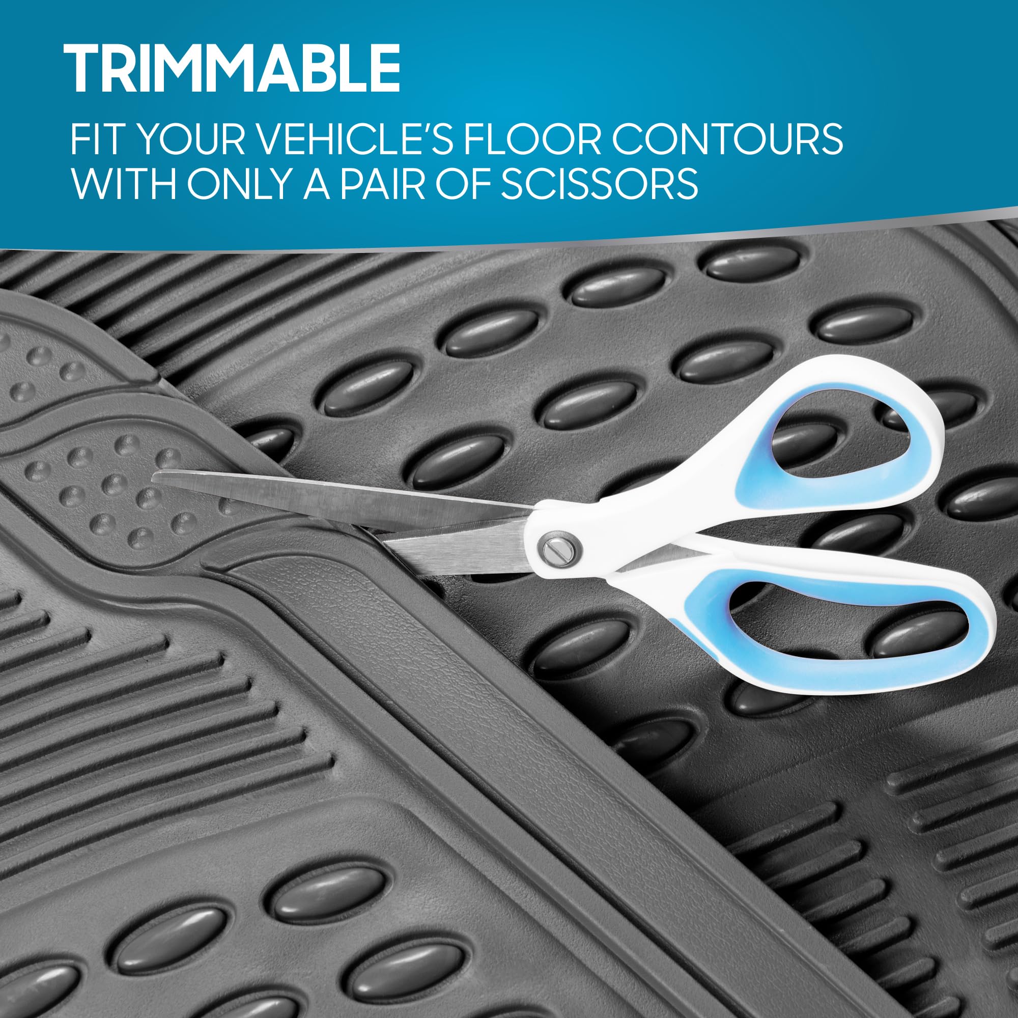 BDK 3-Piece Gray Rubber Floor Mats Front Rear Heavy Duty Universal Fit Liners for Cars SUVs Trucks Vans — view 5