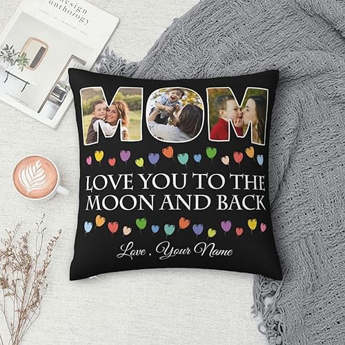 Miniatura 3 de Regalos para mamá de hija, I Love You to The Moon and Back, funda de almohada con foto personalizada, cumpleaños, Navidad, Día de Acción de Gracias,