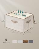 SONGMICS Scatole Portaoggetti con Coperchio, Set di 3, 40 x 30 x 25 cm | Scatole per armadio, Contenitori Pieghevoli con Maniglie, Tessuto non Tessuto, Beige, Collezione TINA RZB003K01 - 6
