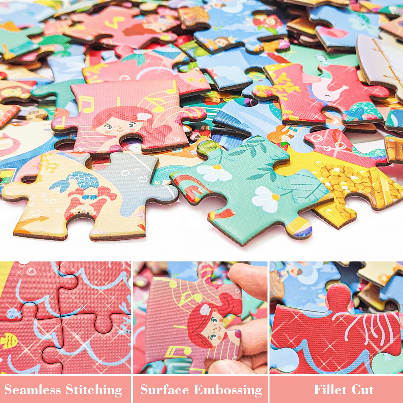 FORMIZON Puzzle per Bambini, 128 Pezzi Puzzle Bambini Jigsaw, Puzzle Rotondo Per Bambini, Ragazza Ragazzo Regalo Puzzle, Educativo Giocattoli per Ragazzi Ragazze 3 4 5 6 7 8 9 Anni (Sirenetta)