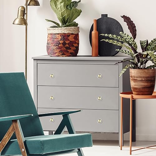 Miniatura 6 de QOGRISUN Paquete de 20 pomos de gabinete de cristal de latón, pomos de cajón dorados de cristal de cristal, redondos de 1-14 pulgadas, tiradores