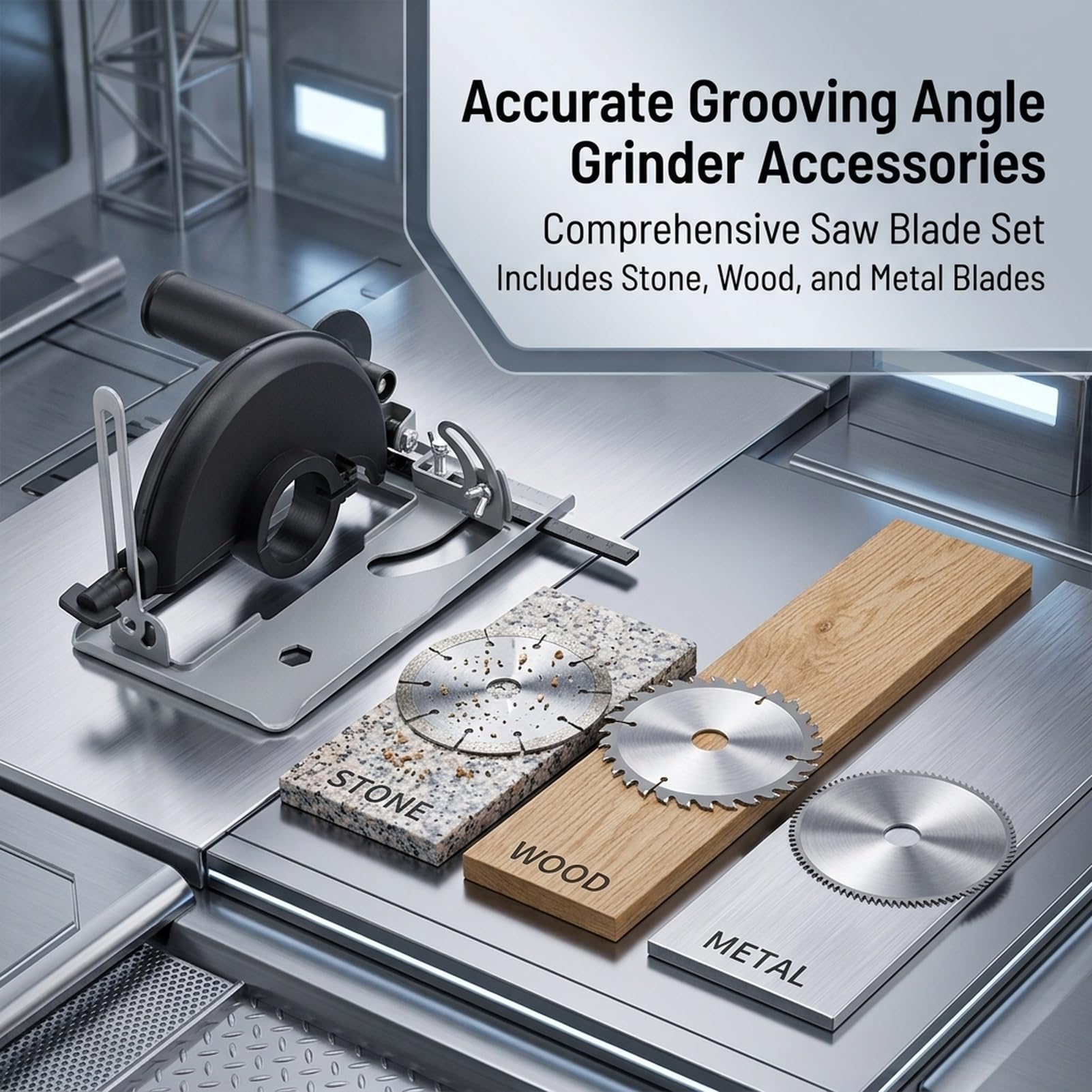Soporte para amoladora angular SustVita con profundidad de corte de 0-40 mm y ángulo ajustable de 0-45°, se adapta a amoladoras angulares de 100 mm/125 mm, base para amoladora