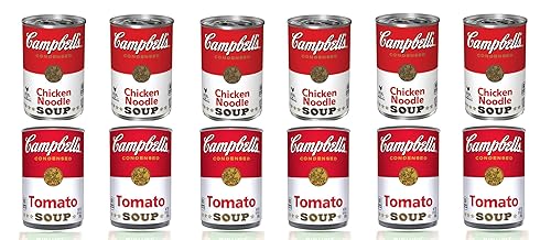 LUV BOX- Surtido de sopa 12 ct.,Sopa de pollo condensada Campbell (10.75 oz.),Sopa de tomate condensada de Campbell (10.75 oz.),