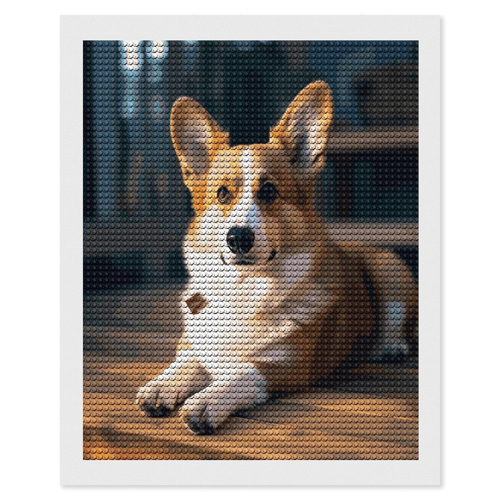 JTREHY Smart Corgi Diamond Art Kits Personalized DIY Round Diamond Painting Kits for Beginner Full Drill Diamonds Dots Paintings for Adults Gem Art Crafts Home Decor