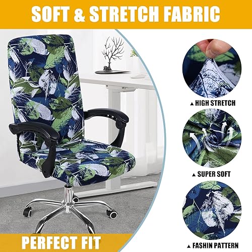 Miniatura 4 de smiry - Funda protectora para silla de oficina, cubierta estampada y elástica para silla giratoria, removible, lavable y resistente al polvo con