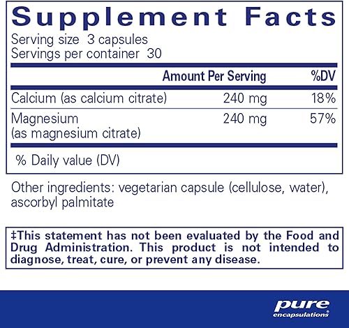 Miniatura 10 de Pure Encapsulations Calcio magnesio citrato  Suplemento para la fuerza ósea calambres musculares y alivio de tensión dientes y salud cardiovascular