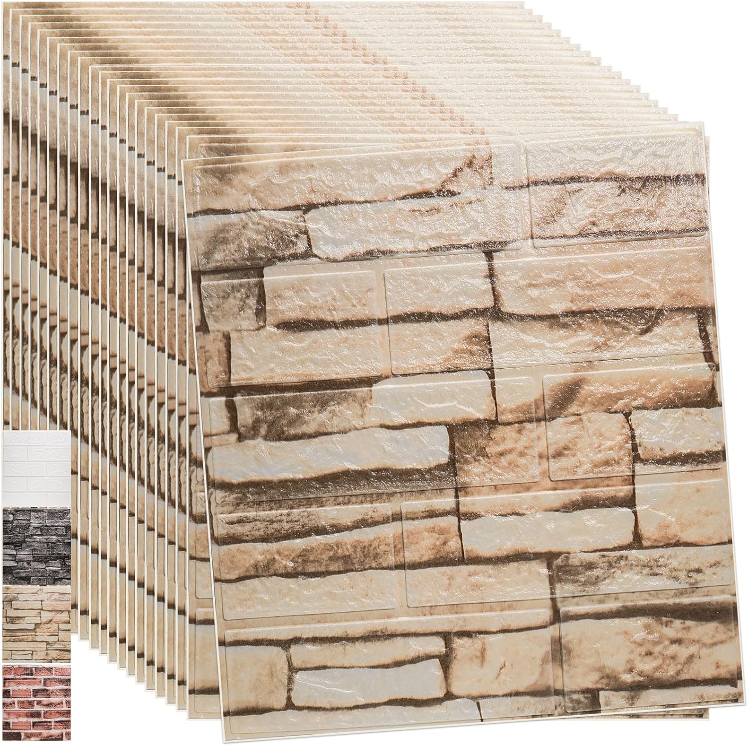 WAPANE 3D Brick Peel and Stick Wallpaper, 3D Wall Panels Self Adhesive, Removable Wallpaper Waterproof PE Foam Paintable,for Bedroom/Living Room/Kitchen and Home Decoration (20 Pack, Brick)