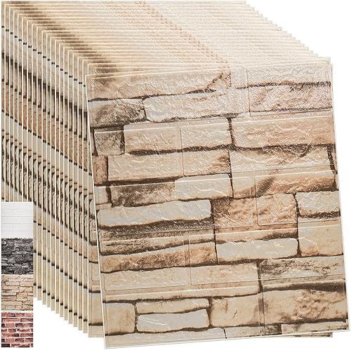 WAPANE - Papel tapiz de ladrillo 3D autoadhesivos, extraíble, rosa, de espuma de polietileno, impermeable, para dormitorio, sala de estar, cocina,