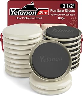 Yelanon Furniture Sliders 20 Pcs 2.5" Round Beige for Carpet