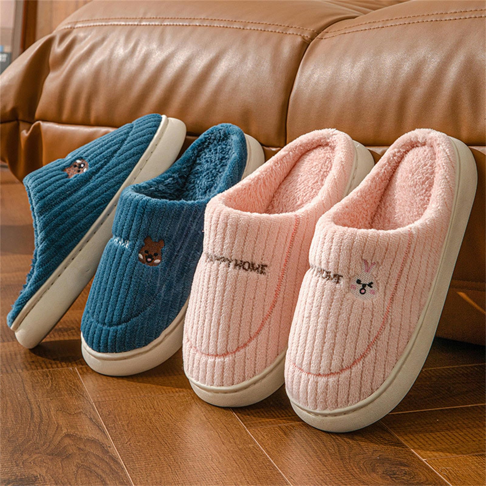 Ciabatte Donna Invernali Pantofole Invernali Donna E Uomo - Morbide, Antiscivolo, Peluche, Ideali per Casa E Interno-green-36-37
