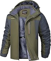 Vista 1 de HOW'ON - Chaqueta de invierno con capucha y forro polar, resistente al viento, impermeable, abrigo para montaña