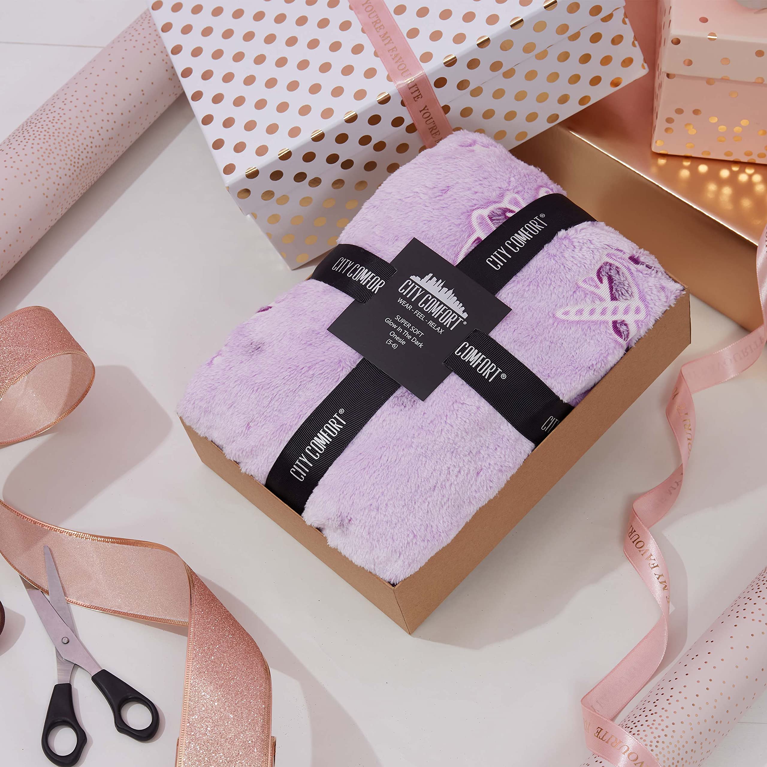 CityComfort - Pijama de Unicornios y arcoíris para niñas de 3 a 14 años de Edad, Brilla en la Oscuridad