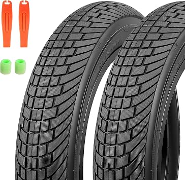 WEEROCK 20 Inch E Bike Tires 20X4.0 Fat Bicycle Tire Foldable Replacement Bicycle Tyre for 20" Snow Bike Tricycle Electric Bike, Black/Brown Wall Side