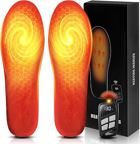 Plantillas térmicas, 3500 mAH recargables con control remoto, hasta 13 horas de calefacción para hombres y mujeres, al aire libre, caza, campamento,