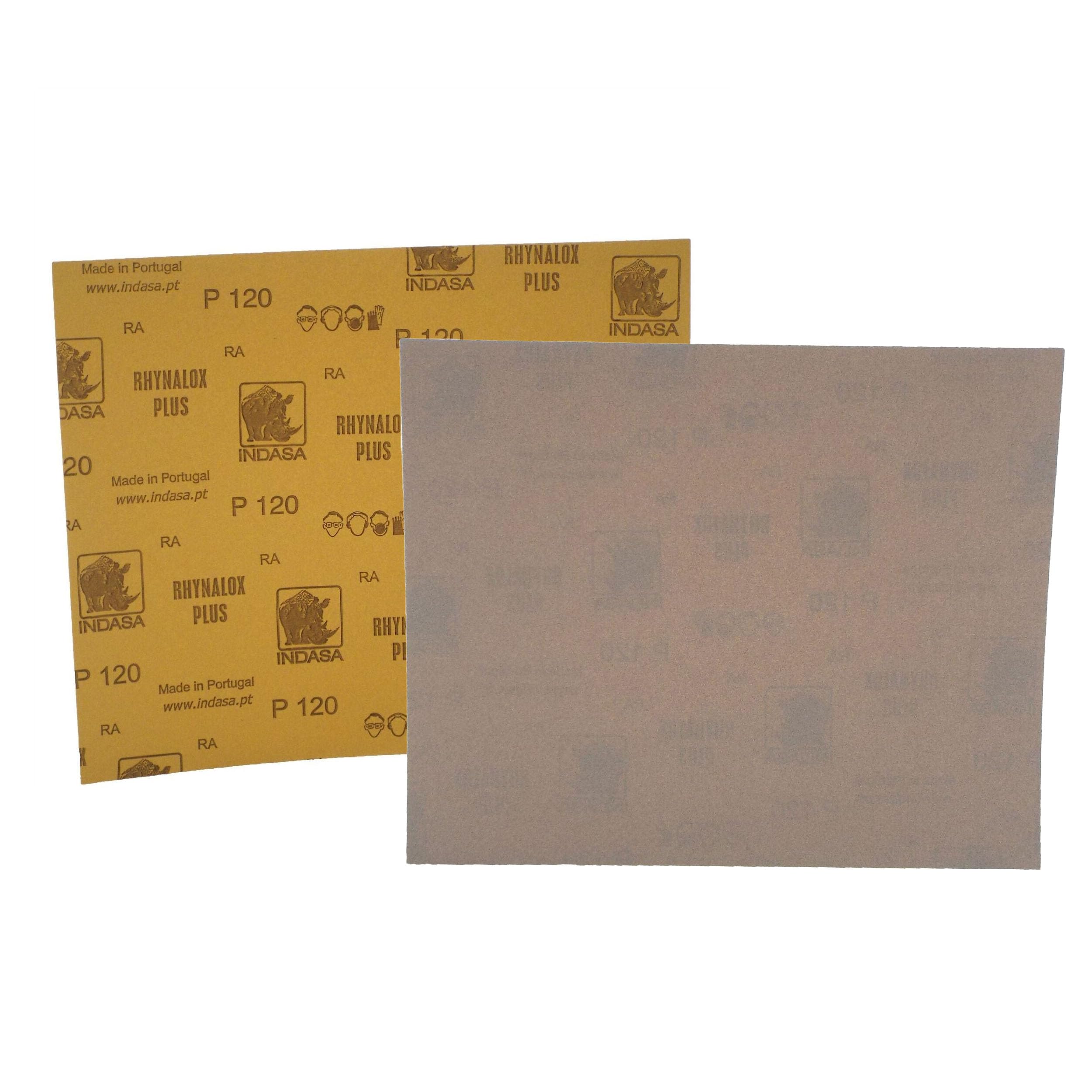 Indasa Rhynalox Plusline Production Paper P120 grit Sand Paper Sheets Pack 50 Automotive Refinishing Sandpaper Sanding Paper Sheets Solid 230mm x 280mm System
