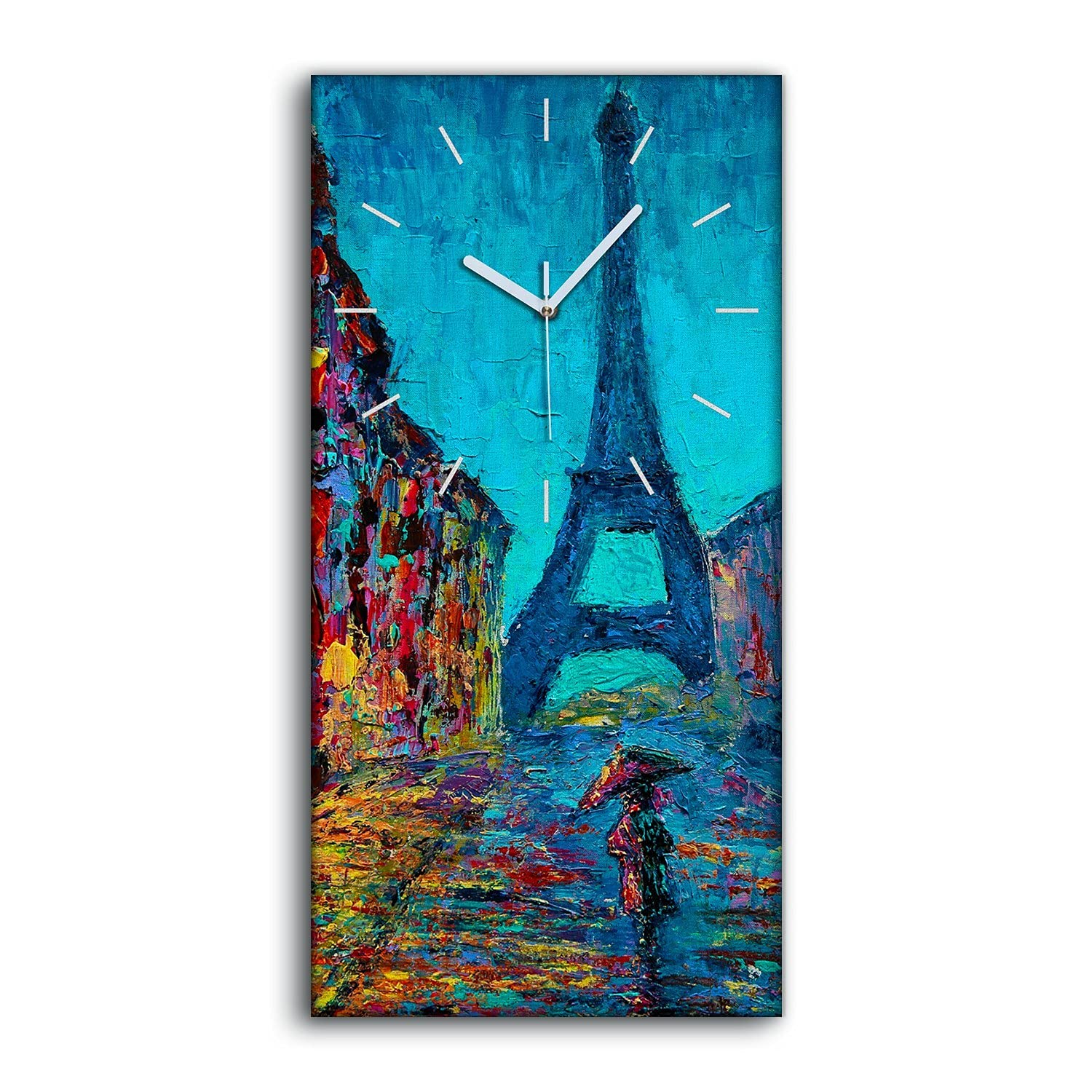 Horloge sur Toile Esprit de Paris Eiffel Décoration Colorée pour un Intérieur Serein