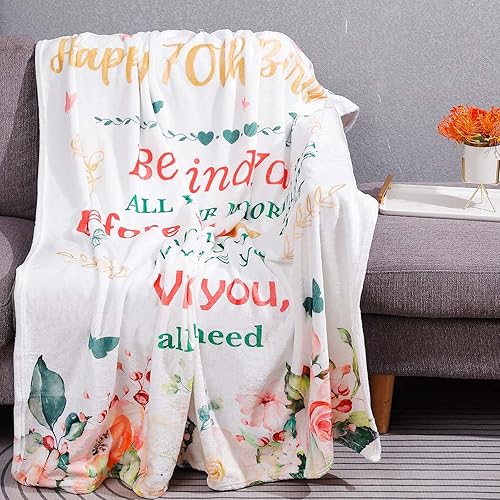 Miniatura 2 de Regalos de feliz cumpleaños 70 para mujeres, manta de cumpleaños 70 con caja de regalo, ideas de regalo de cumpleaños 70 para mujeres, decoraciones