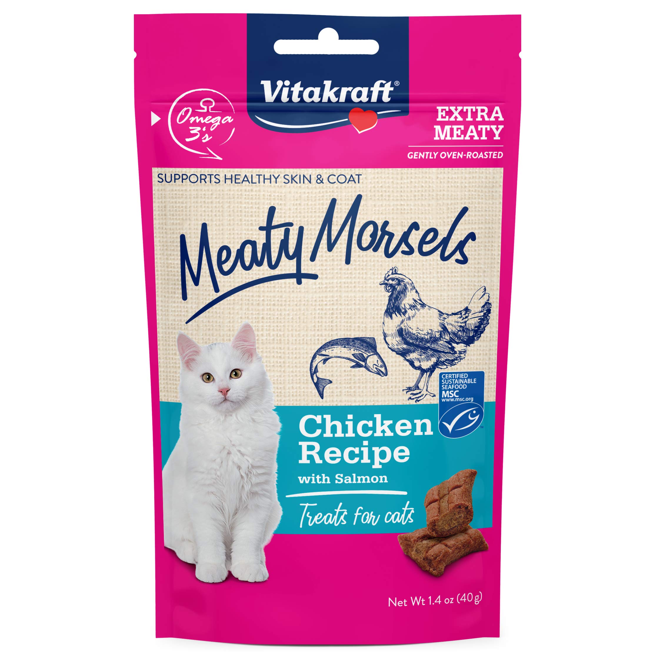 Vitakraft Meaty Morsels Chicken Recipe Treats for Cats, Extra Meaty, Gently Oven-Roasted