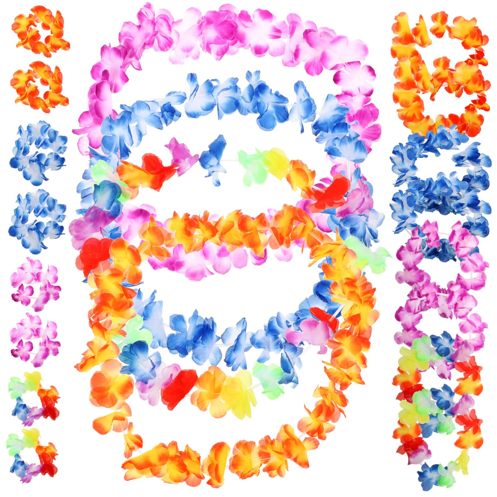 Alipis 2 Sätze Hawaiianische Lei Party hinein favorisieren Erwachsene Aha hawaii halskette blumenhaarkranz гирлянда blumengirlande blumenkranz hawaii leis stirnbänder Hawaii-Leinen Tuch