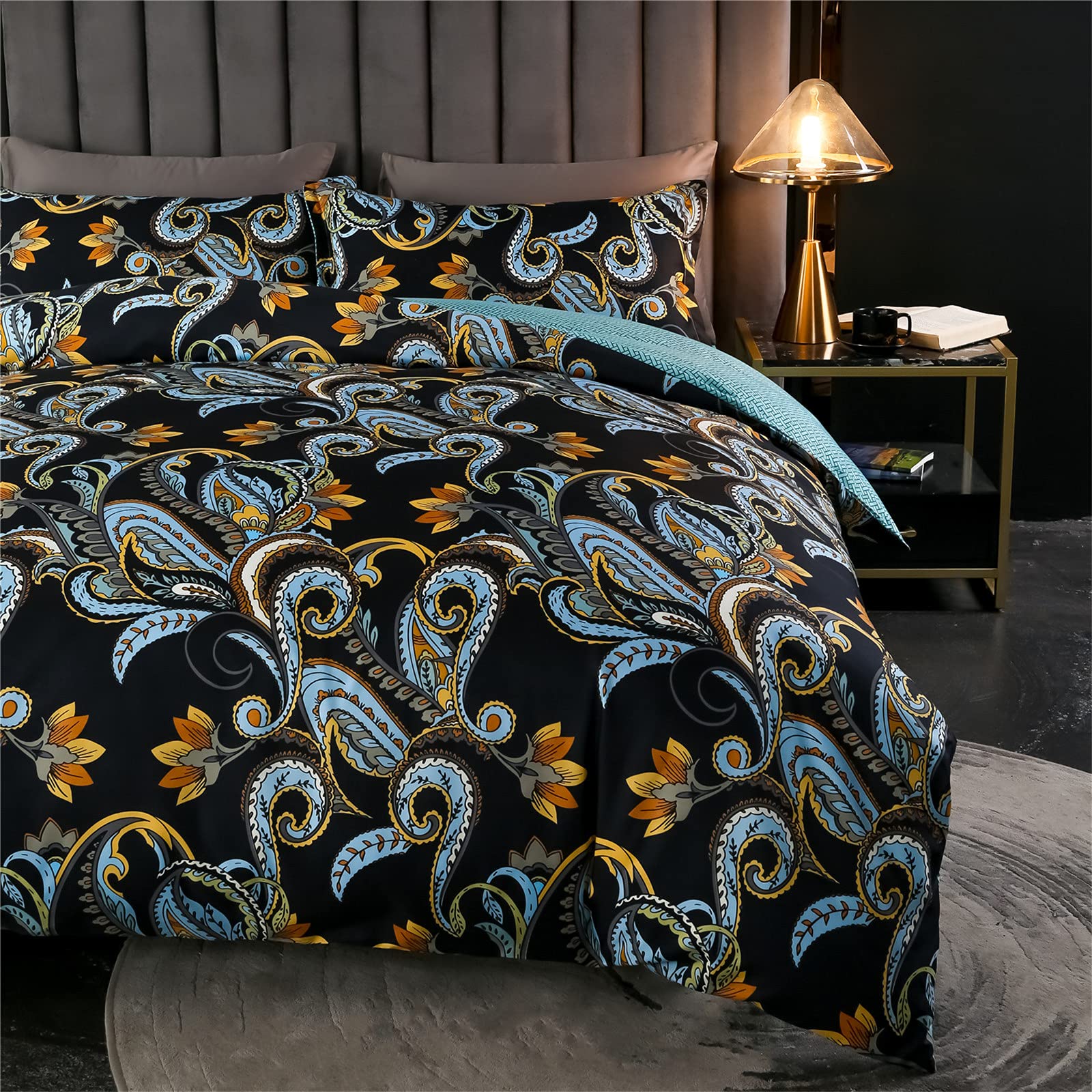 Housse de couette et taie d'oreiller à fermeture éclair 220x230 parure microfibre