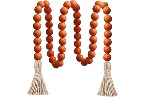 Meplait 39in Wood Bead Garland Farmhouse: Adorn Your Bedroom with Earthy Terracotta Decor