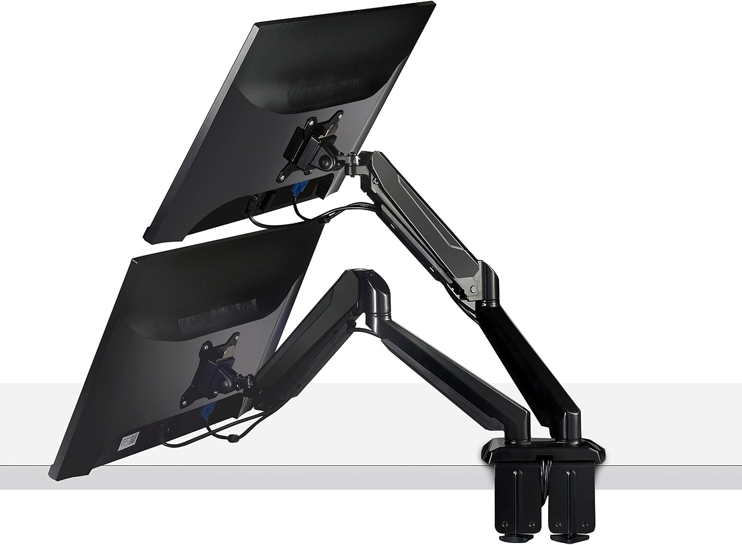 Dual Monitor Mount| Ultra-Flex Dual-Arm Monitor Desktop MountFor 15"-27" with USB and Audio Ports| Extending &Retracting Arms|Increase Desk Space|Sturdy, Easy Installation