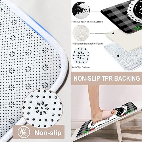 Miniatura 3 de ArtSocket Juego de baño de Navidad con cortina de ducha y accesorios de alfombras, cortina de ducha de copo de nieve verde para baño, decoración de