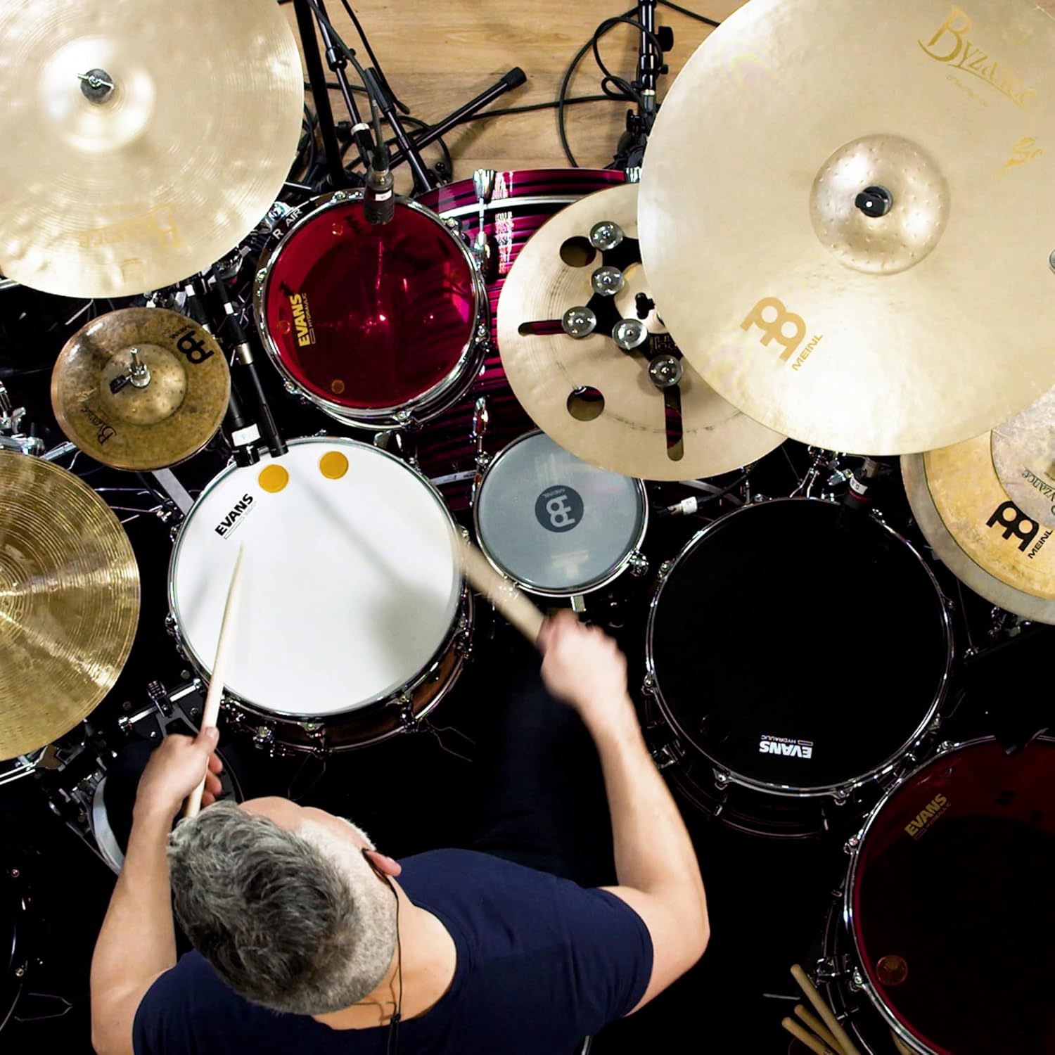 Super Flex Hihat Tambourine Jingle Effect with 10 Pairs of Stainless Steel Jingles — NOT MADE IN CHINA — Flexible Thin Frame, 2-YEAR WARRANTY