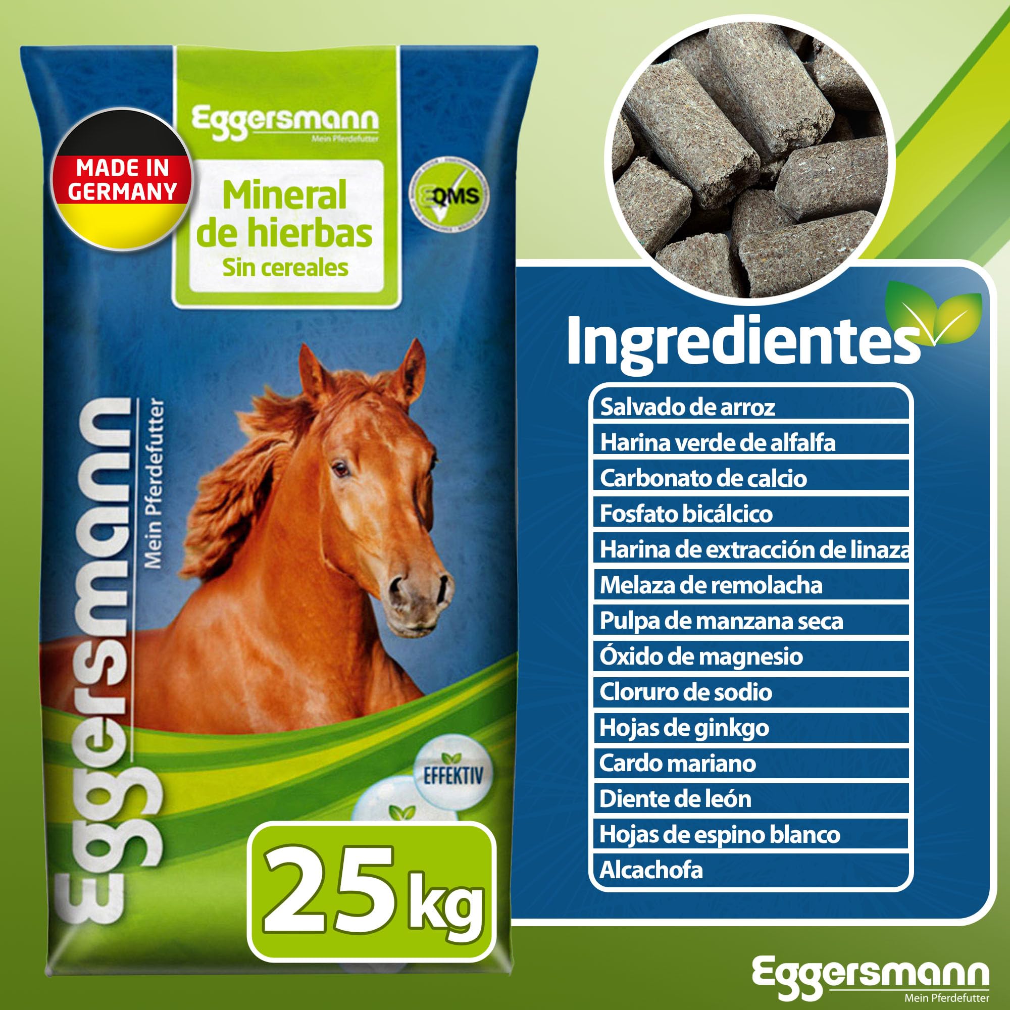 Eggersmann Mein Pferdefutter Terminal de Hierbas sin Cereales 25 kg – Alimento Mineral sin Cereales para Caballos – para apoyar el metabolismo – Adecuado para Caballos sensibles a Las alergias | Alimento mineral sin cereales para caballos, para apoyar el