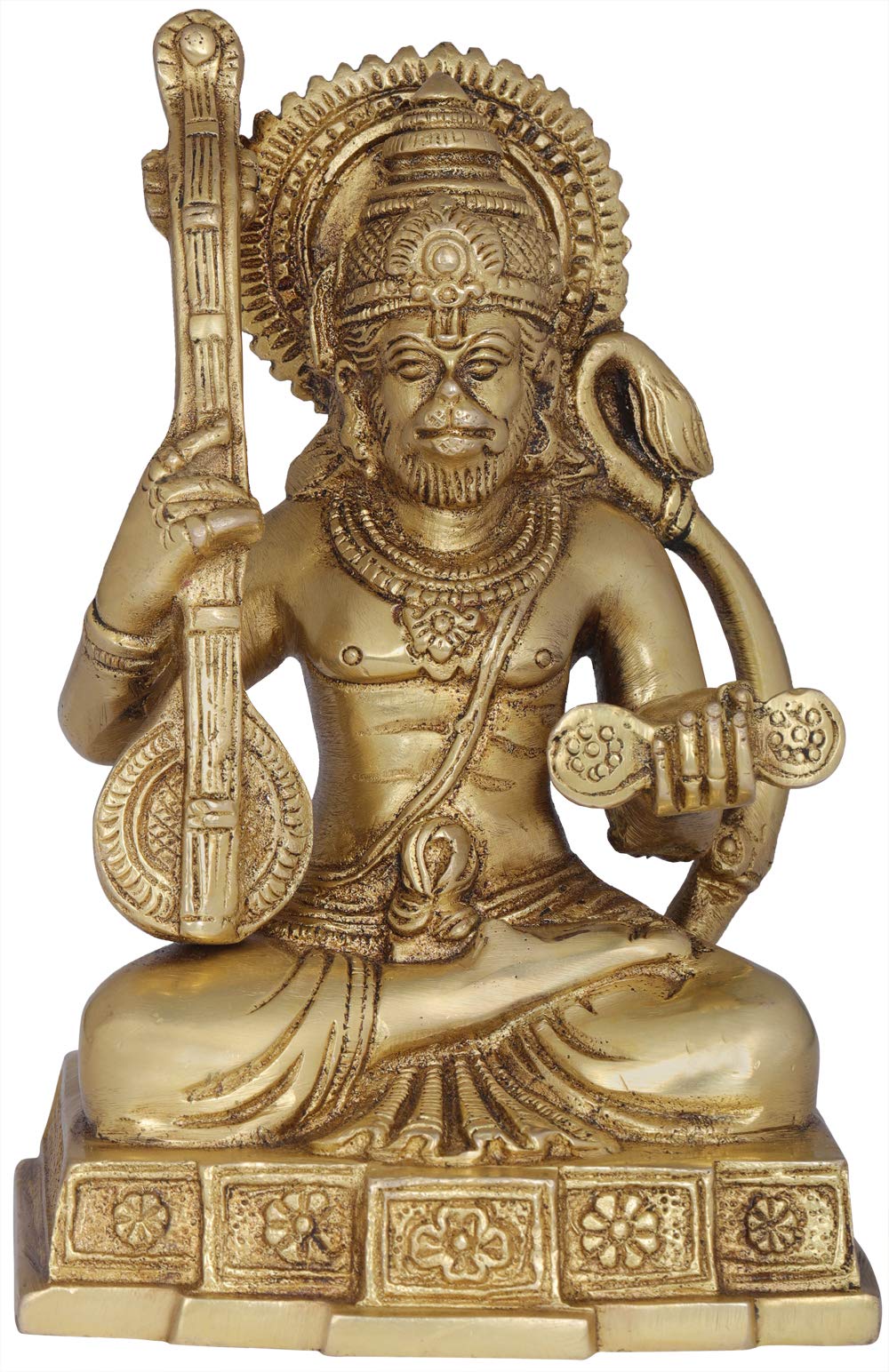 Statue Bhakt Hanuman en laiton d'artisanat indien d'exception
