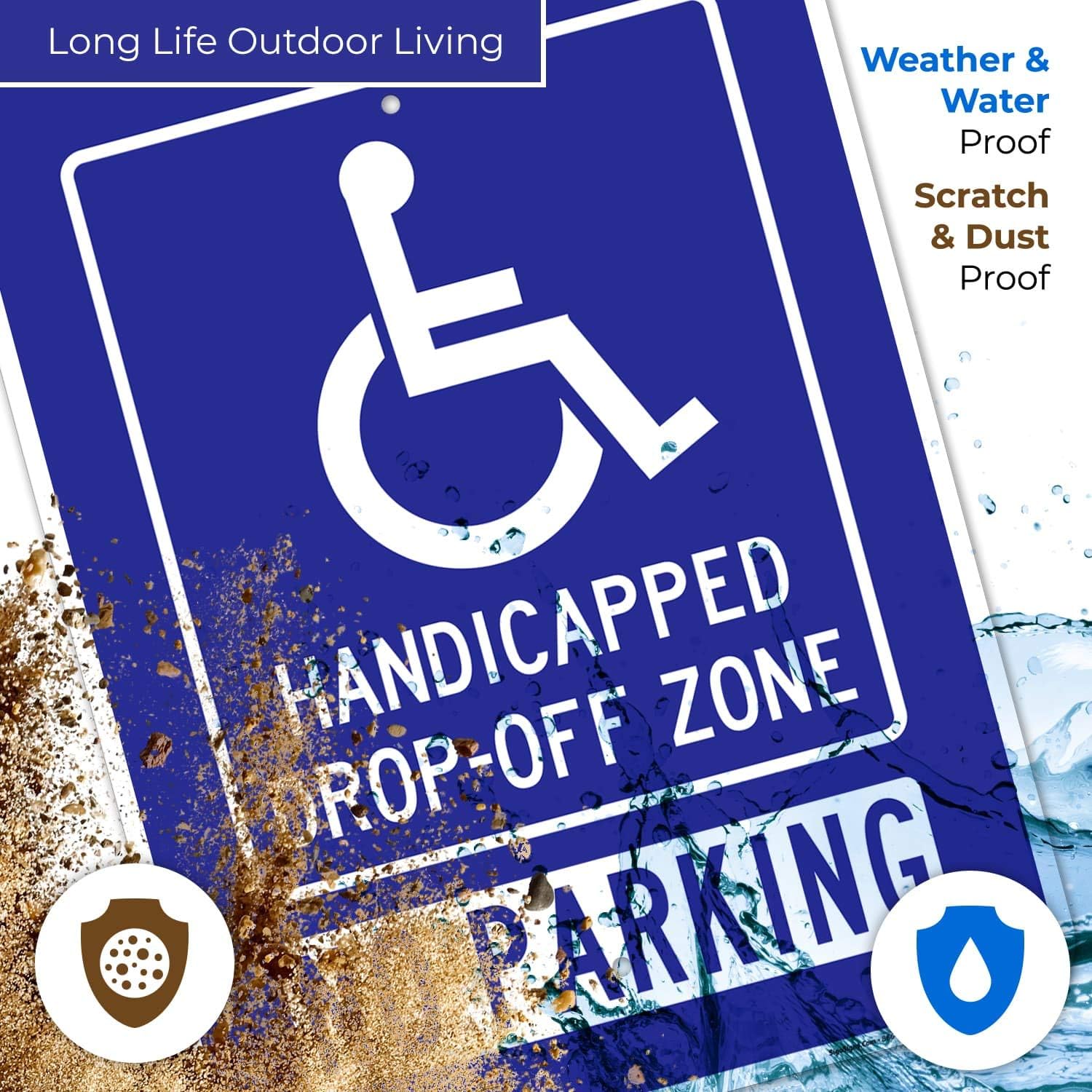 No Parking Handicapped Drop-Off Zone Sign, 18x24 Inches, Rust Free .063 Aluminum, Fade Resistant, Easy Mounting, Indoor/Outdoor Use, Made in USA