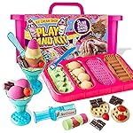 GirlZone Ice Cream Shop Play Sand Kit - Sensory Play for Kids - Magnetic Sand Toys for Creative Fun - 2 lb, Multicolor, 22 Pieces, Ages 7+