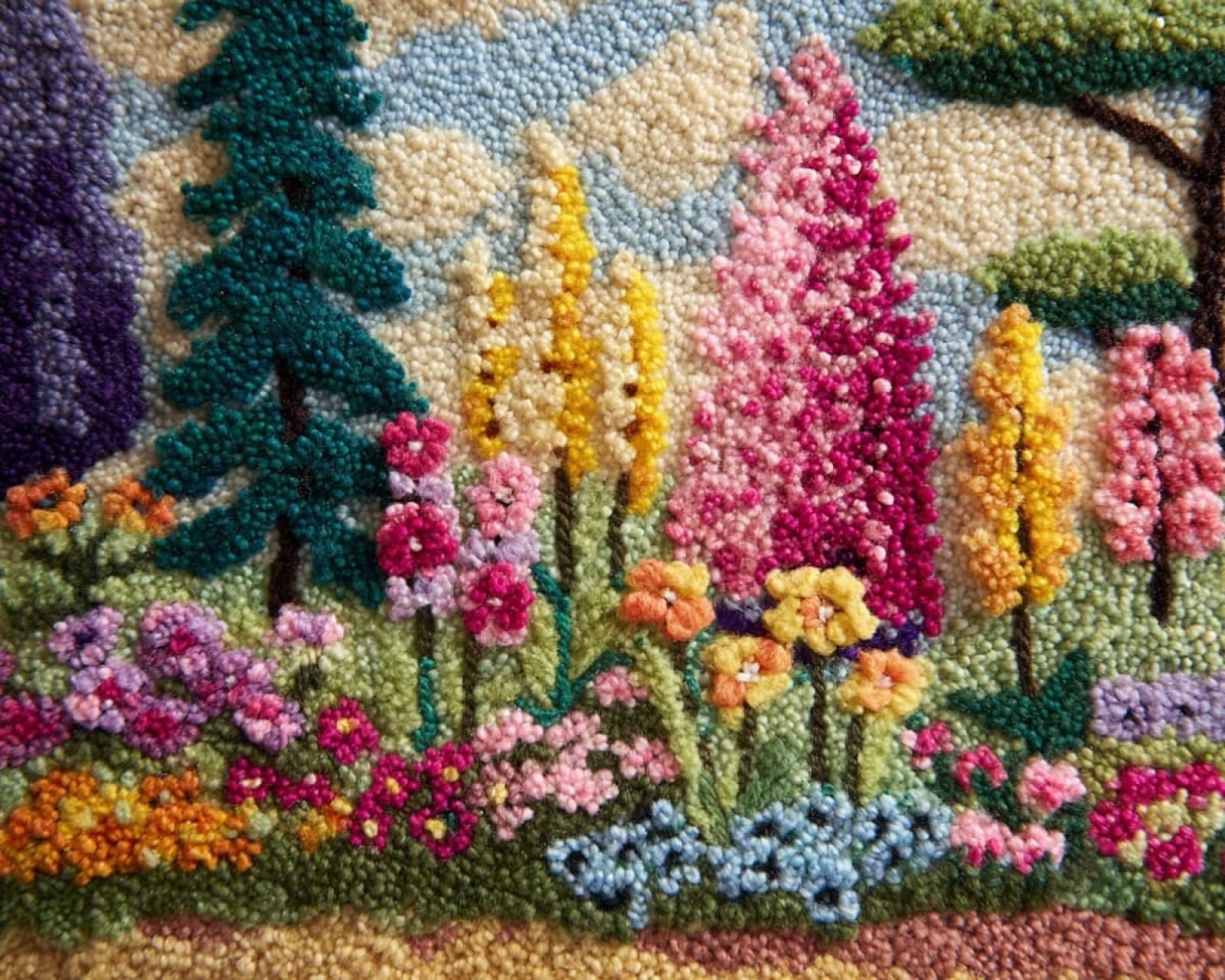 Wallphantom Rug Making Kit for Adults Beginners,Spring Garden,Latch Hook Cushion Kits,Carpet Embroidery Needlework Crocheting,Tapestry for Home Decoration,80x115cm