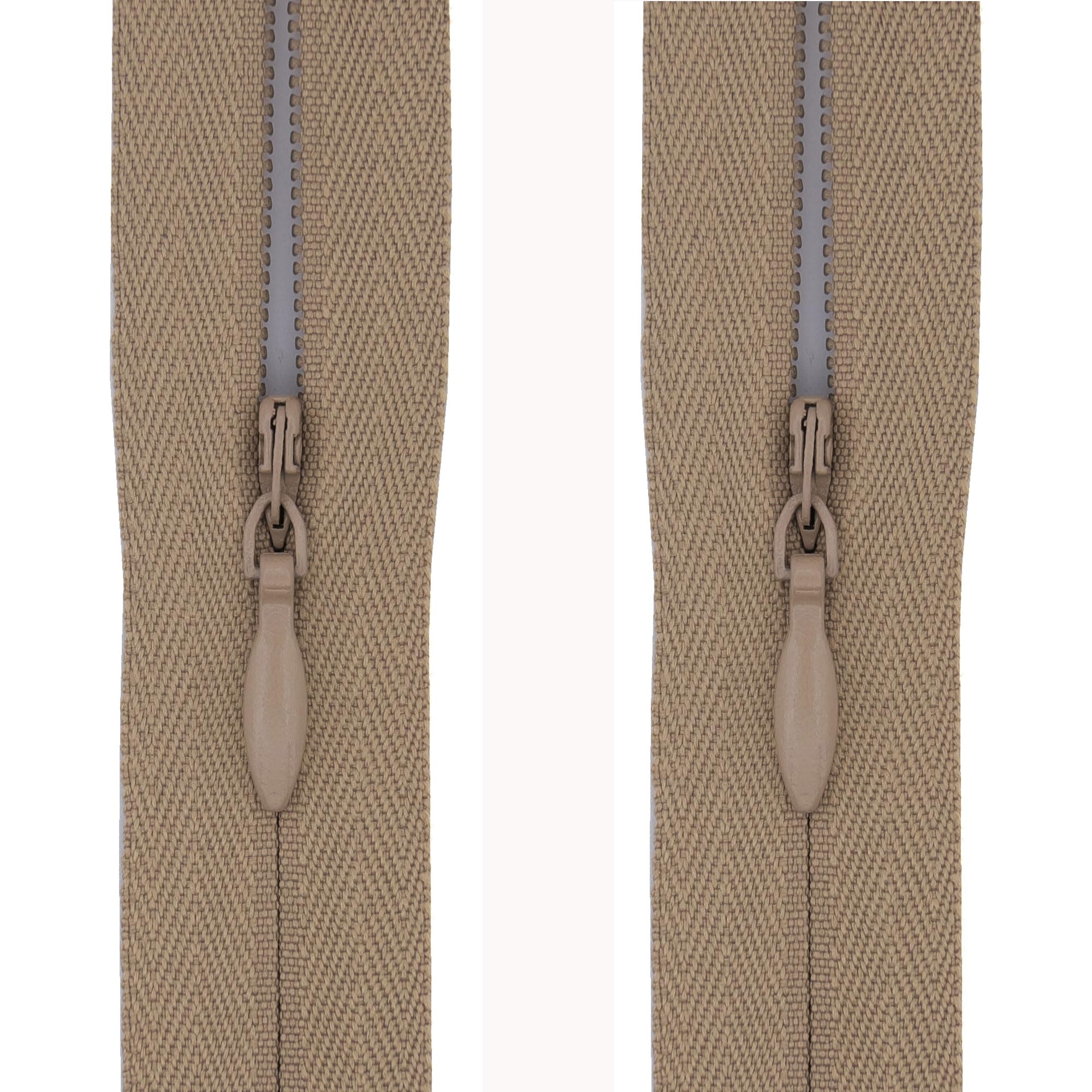 #3 Invisible Zips, 2 Pack, 8 Inch, Camel-Beige