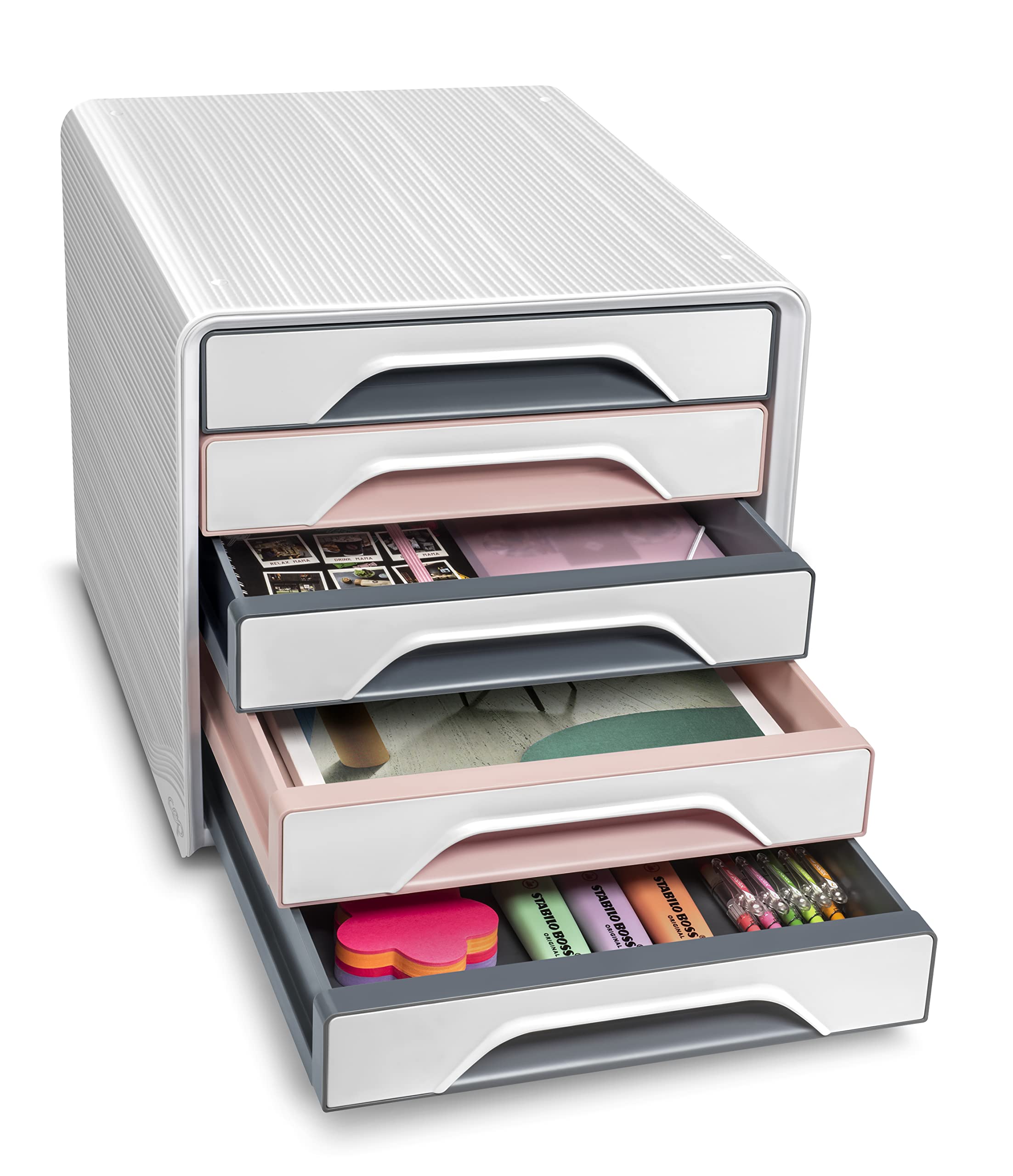 CEP File Block Module Organiser 5 Drawers Document Storage Office Smoove Mineral Powder Pink