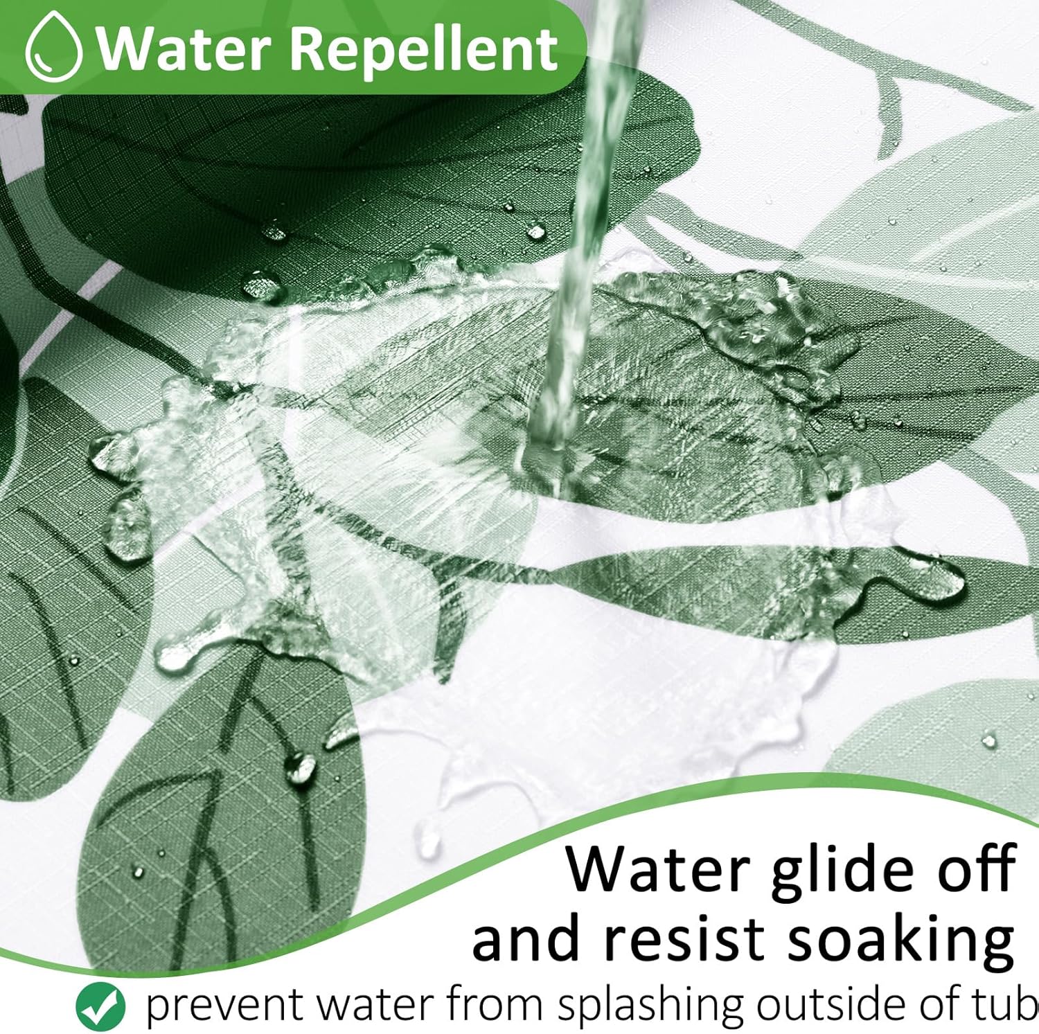 BOODII Emerald Green Leaves Shower Curtain for Bathroom Hunter Green Eucalyptus Watercolor Shower Curtain for Bathroom Botanical Floral Leaf Spring Decor 72x72 inch