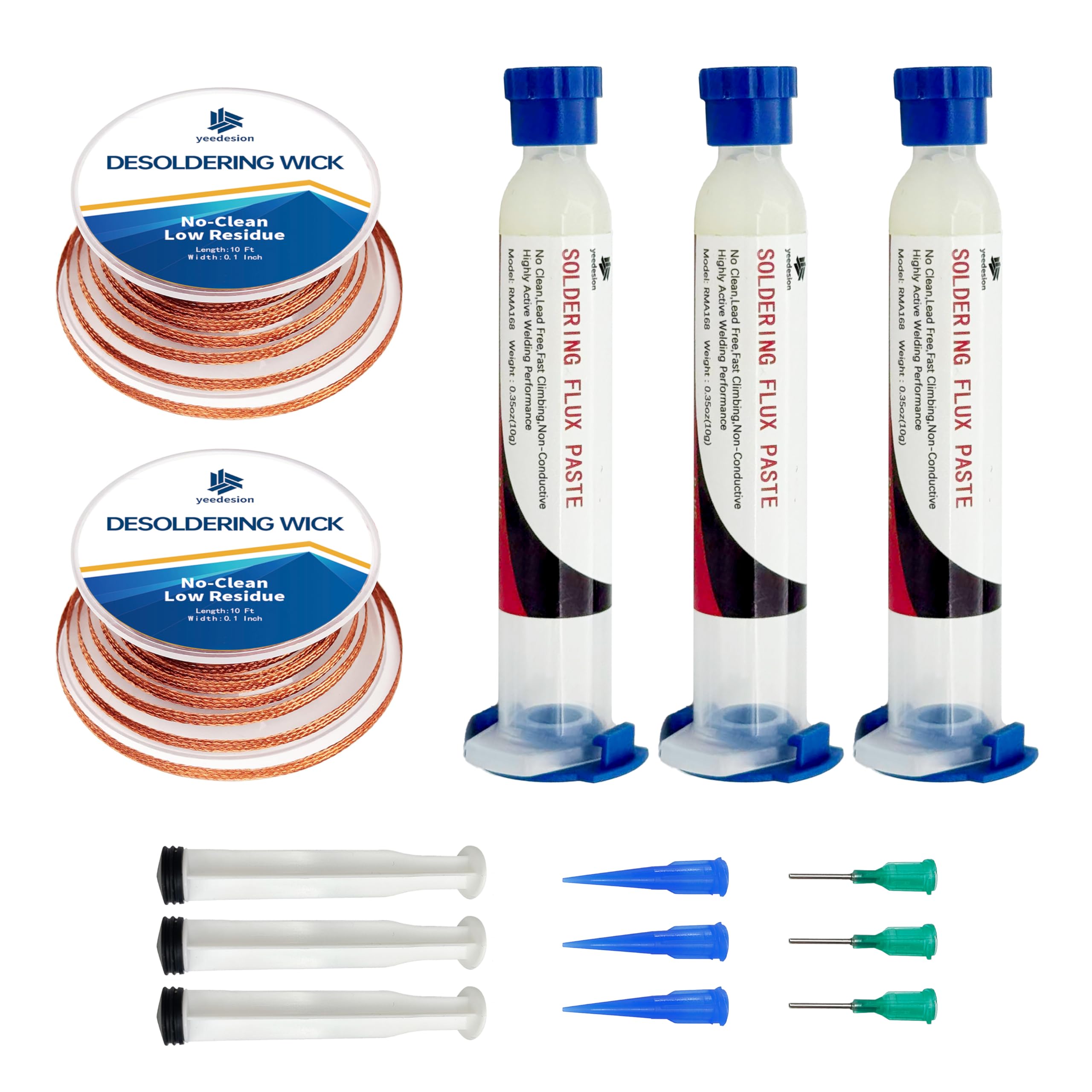Solder Wick and Soldering Flux for Electronics Repair, No Clean Soldering Flux, Desoldering Wick Removal Kit