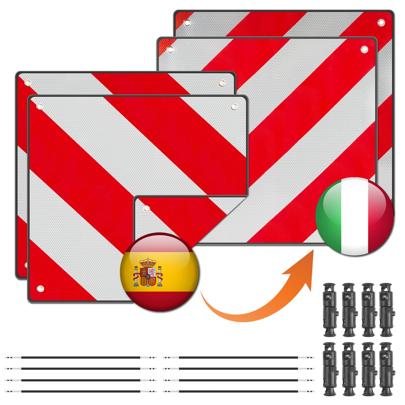 Afenau 2 in 1 Warntafel Fahrradträger Italien Spanien mit 4 Spannseilen 50x50cm