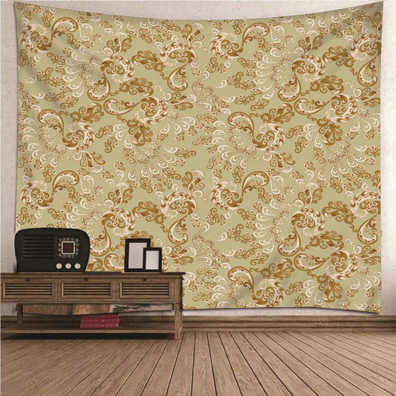 Ethereval Wall Cloth Hanging Tapestry For Bedroom Teen Girl Trippy Indian Vintage Pattern Quotes Funny Decor Khaki Wall Hangings Fabric Decorations 260x240cm