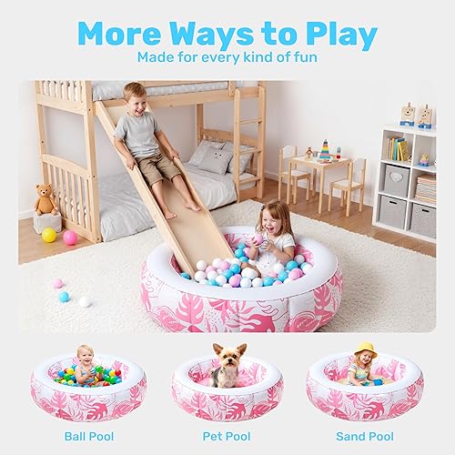 Miniatura 7 de SLOOSH Piscina inflable para niños, piscina de 36 x 11 pulgadas con piso de almohadilla suave para niños y niños pequeños, piscina redonda inflable