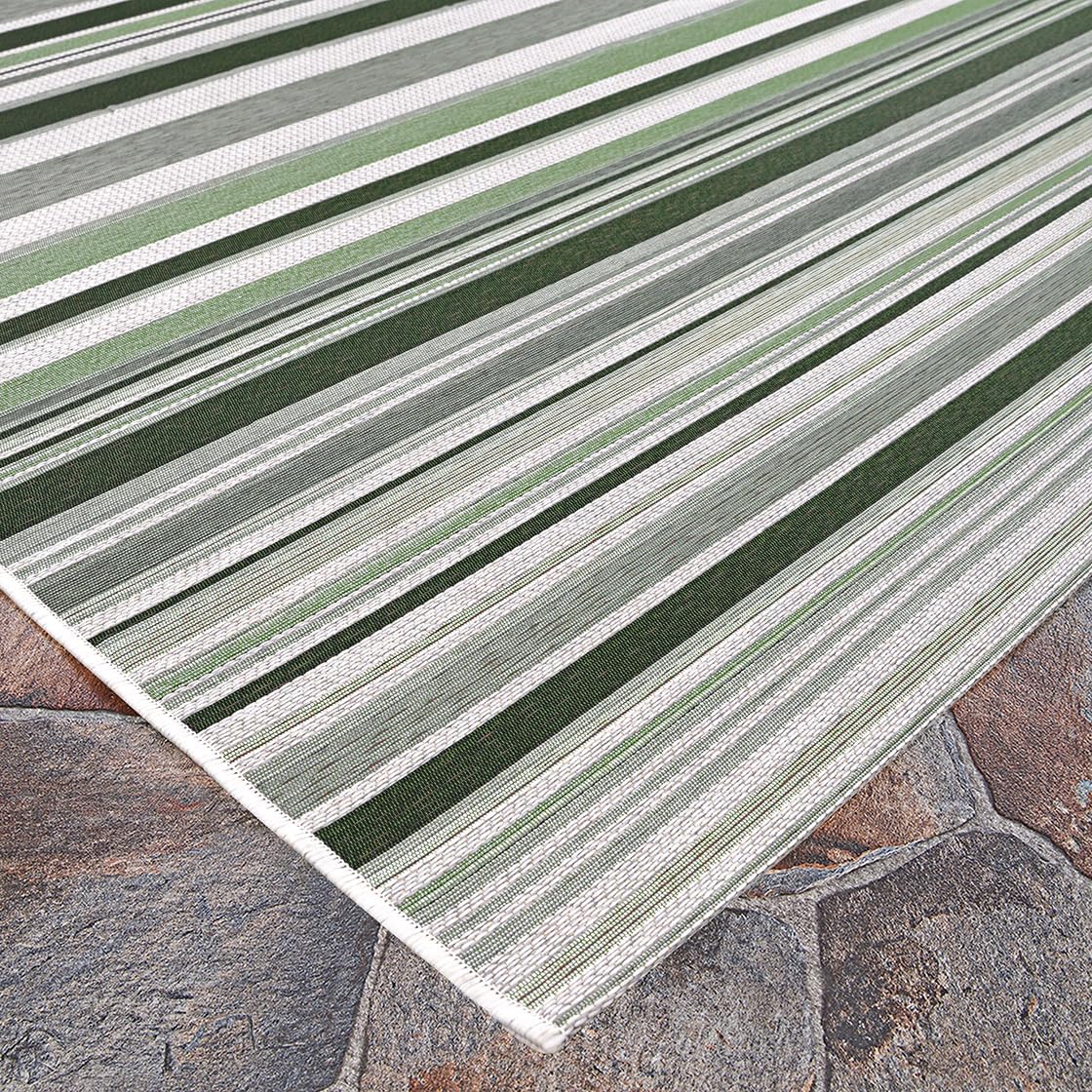 Couristan Dolce Indoor Outdoor Patio Rug - 5'3" x 7'6" Rectangle, Transitional Striped Grass, Pet-Friendly Low Maintenance Rug for Patio, Deck, or Living Room Home Decor