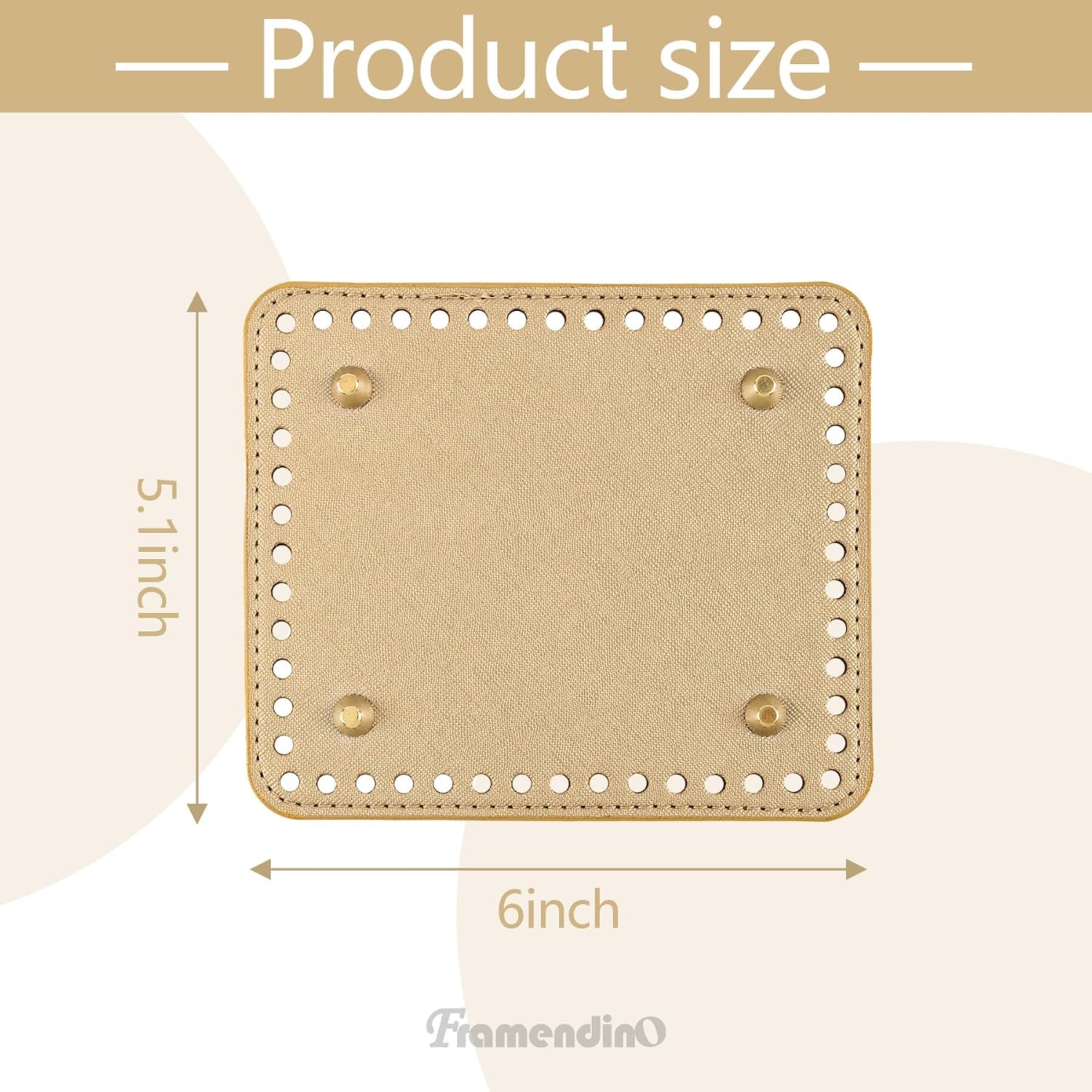 Framendino, 7 Pack Square Crochet Leather Bag Base DIY Purse Making Bottom Pad