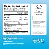 Vista 3 de Vital Proteins - Péptidos de colágeno en polvo avanzados con ácido hialurónico y vitamina C, suplementos de colágeno, sin sabor, 12 porciones