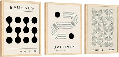 EXCOOL CLUB Arte abstracto neutro para pared, póster Bauhaus de 12 x 16 pulgadas, decoración de pared moderna de mediados de siglo, impresiones